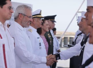Bedolla y Sheinbaum honran a la Marina Armada desde Michoacán