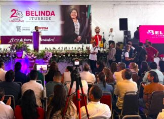 Belinda Iturbide rinde cuentas en Puruándiro; salud y atención a familias de desaparecidos, entre sus prioridades