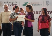 Sheinbaum cumple meta de 56 mil 500 créditos para mujeres en Michoacán; anuncia más obras en Apatzingán