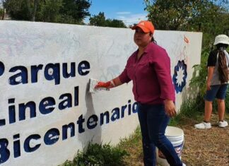 Realizan faena ambiental en el Parque Lineal Bicentenario